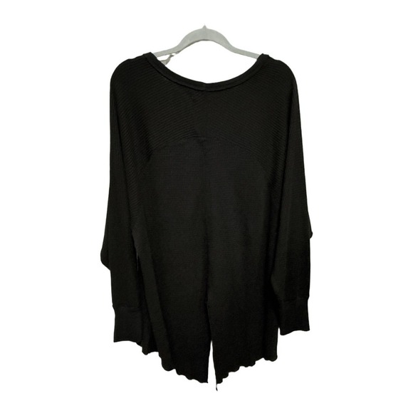 Free People Amelia Washed Black Oversized Long Sleeve Thermal Top Boho Size M - Picture 6 of 8